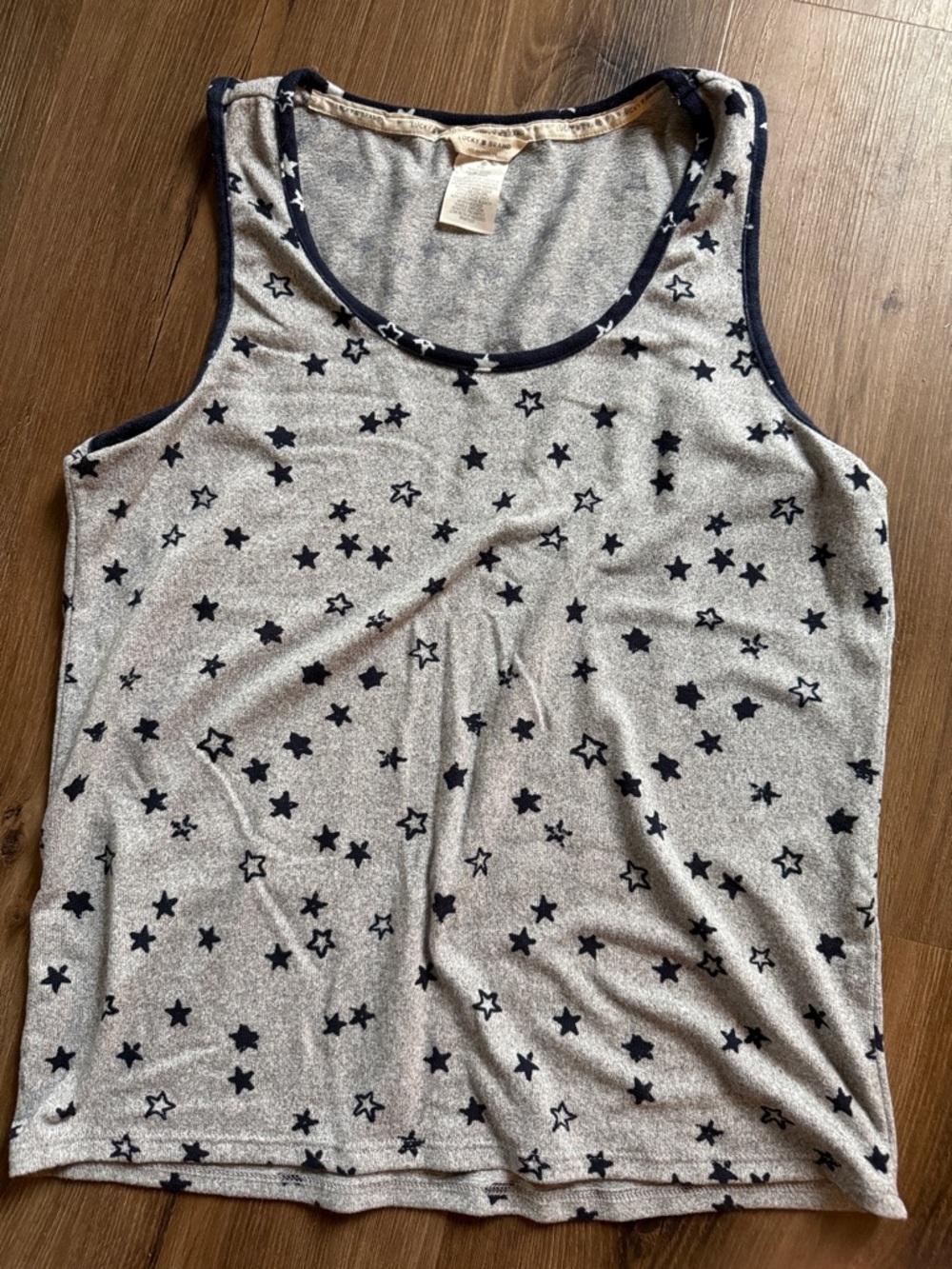 Lucky Brand Heather Gray Top with Navy Trim